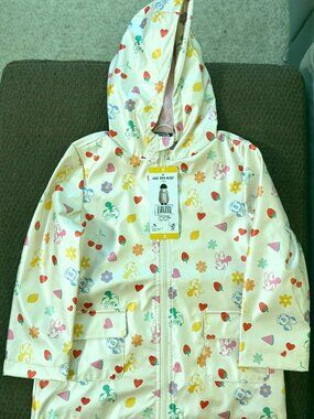 Disney Minnie Mouse Kids Rain Jacket Size 5 & 6 Girls Hooded Full Zip NWT
